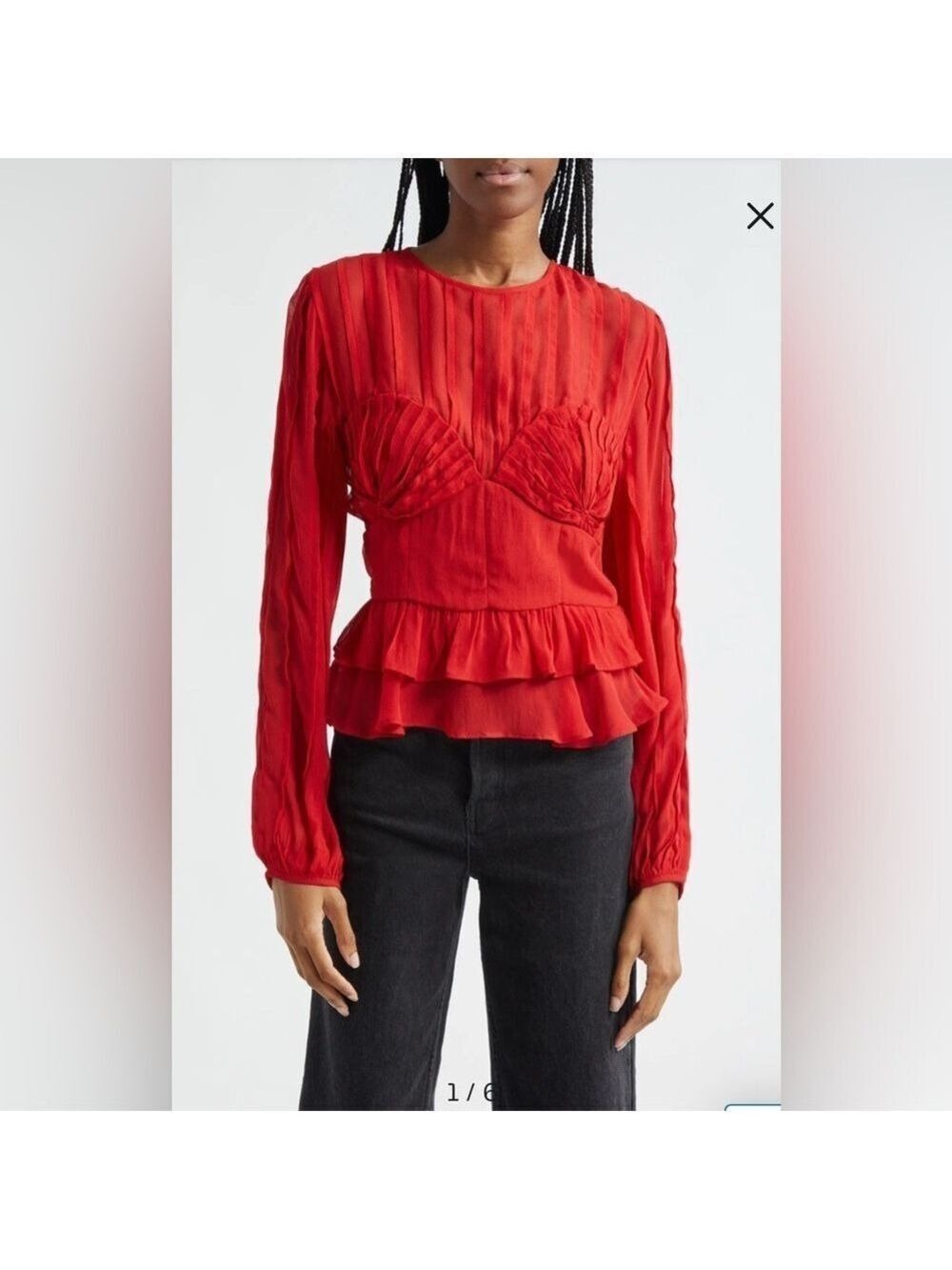 Farm Rio Pleated Peplum Top